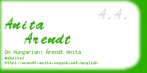 anita arendt business card