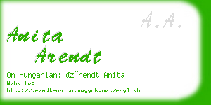 anita arendt business card